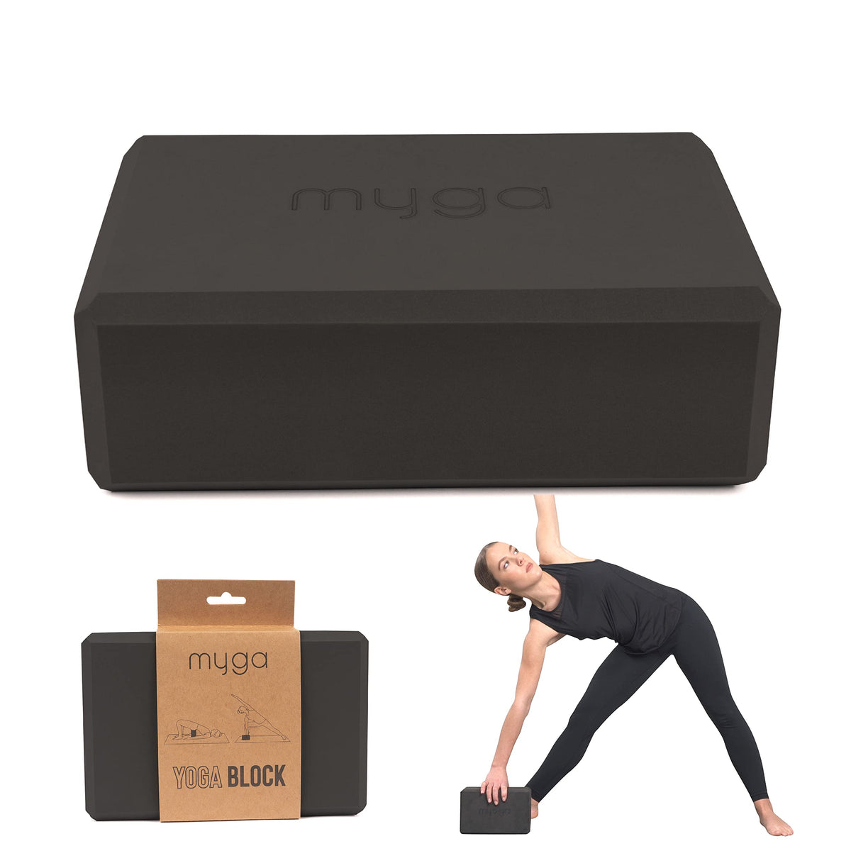 Yoga Block Lightweight EVA Foam Yoga Brick (Black / One Size)