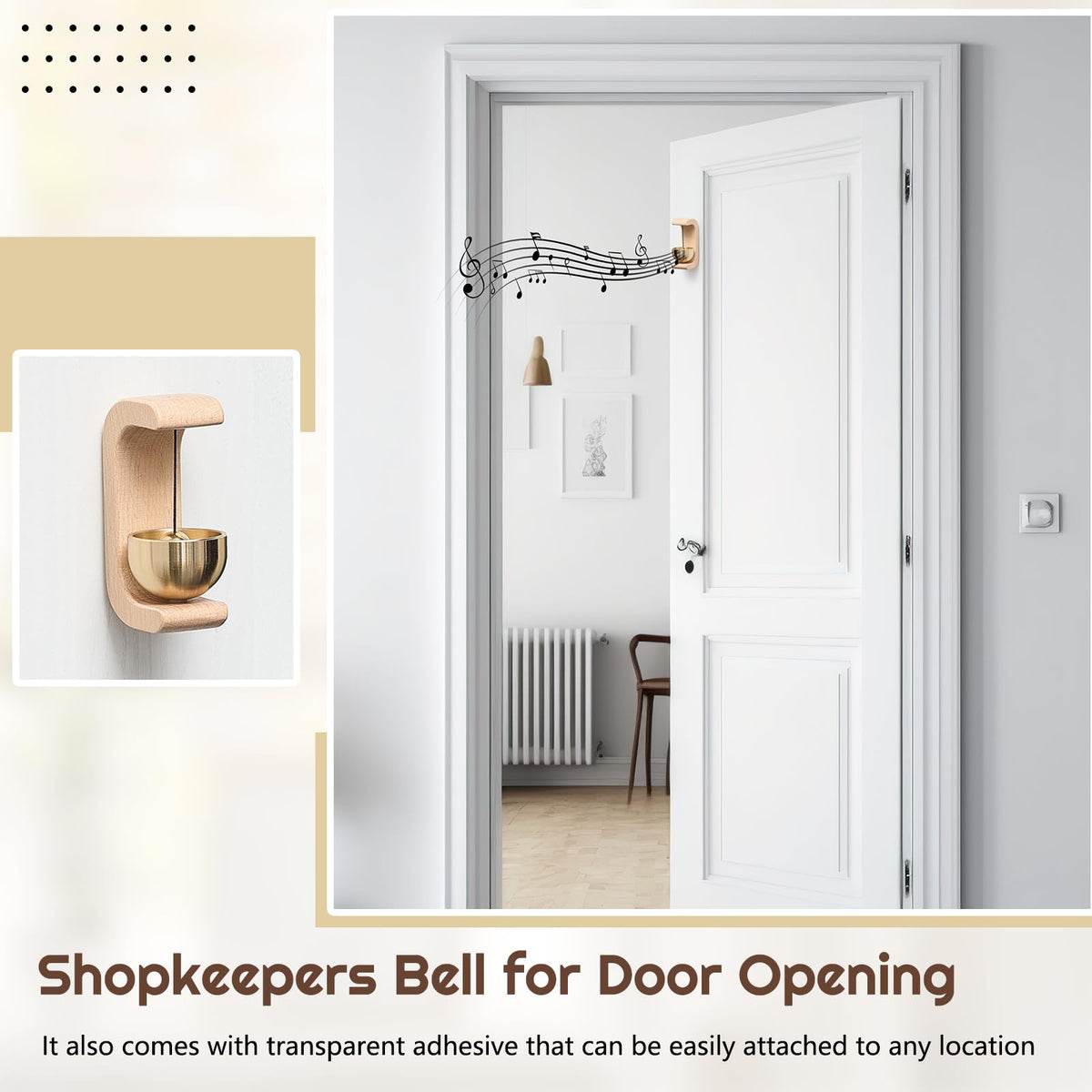 4 Pcs Magnetic Wooden Doorbell Chime (Nature Beech Wood)