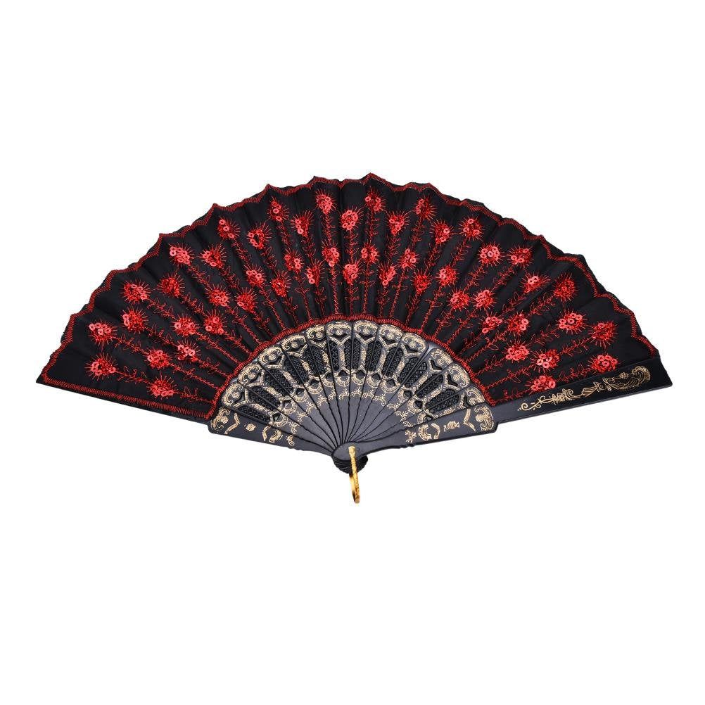 10 PCS Peacock Hand Fans (Embroidered Peacock -10 Pcs)