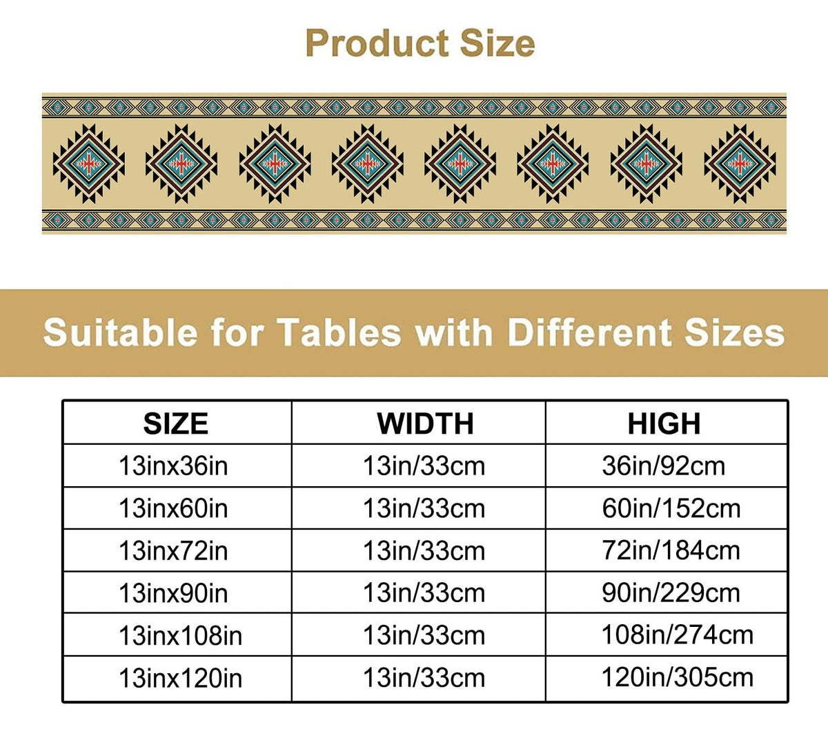 Aztec Table Runner Rustic Country Colorful Aztec Tribal Geometric Shape Ethnic Southwest Runner for Table Home Decor for Kitchen Table Dining Coffee Table 13x120 inch (13x120inch / Aztec 1)