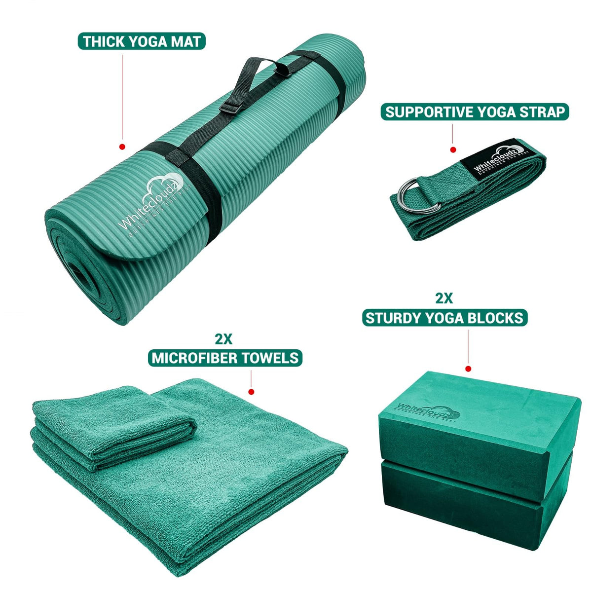 7 Pc Yoga Mat Set (Green)