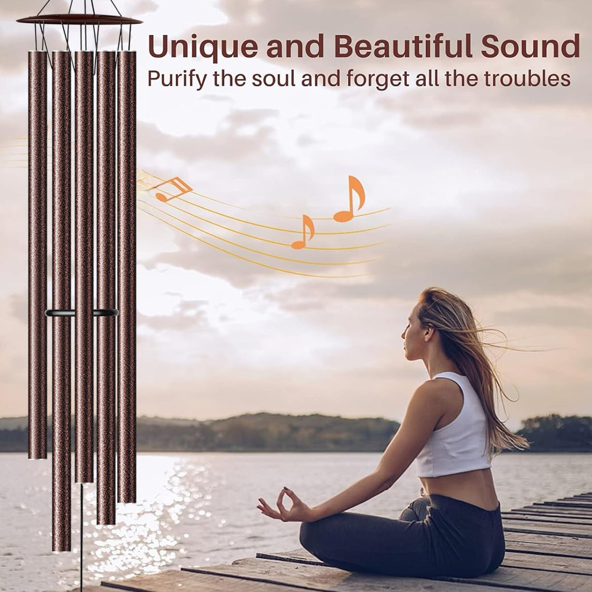 68” Large Wind Chimes for Outside Deep Tone (Bronze-68 Inch-5 Tubes)