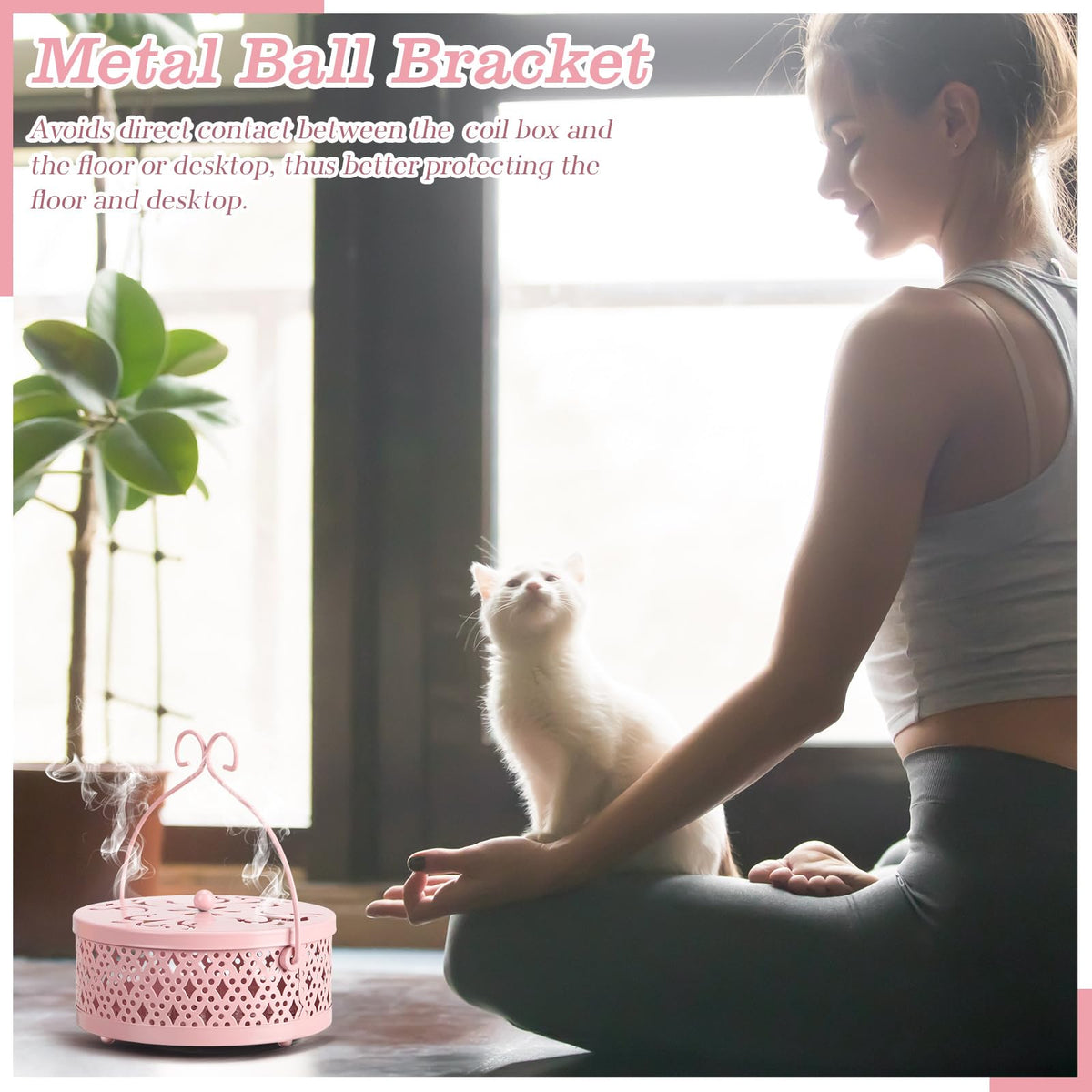 2 Pcs Incense Coil Holder Set (Pink)