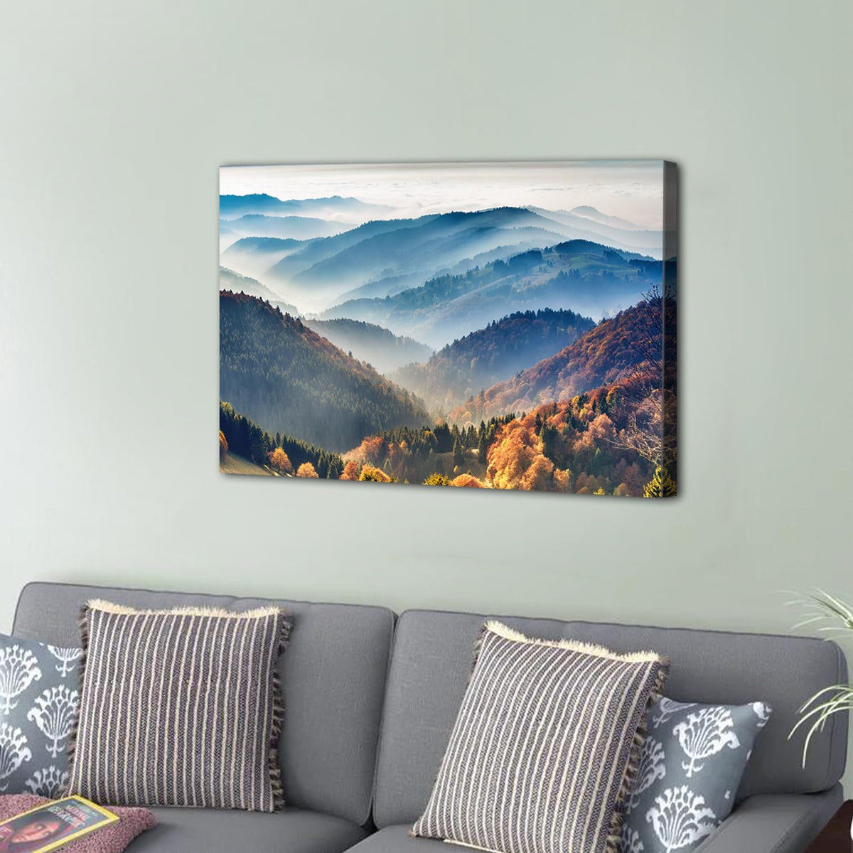 Misty Mountain Canvas Wall Art Nature Forest Landscape Wall Decor for Living Room American National Park Posters Bedroom Bathroom Artwork Scenery Pictures Painting Framed Prints Home Decoration 20x30 (30"L x 20"W / Great Smoky Mountain-1)