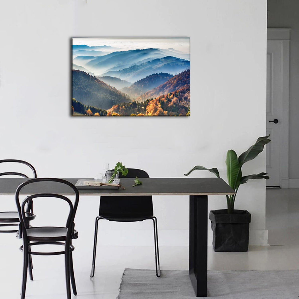Misty Mountain Canvas Wall Art Nature Forest Landscape Wall Decor for Living Room American National Park Posters Bedroom Bathroom Artwork Scenery Pictures Painting Framed Prints Home Decoration 20x30 (30"L x 20"W / Great Smoky Mountain-1)