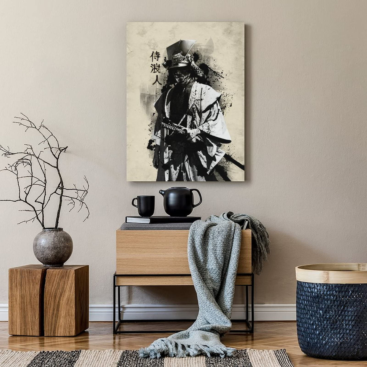 Canvas Poster Oil Painting Japanese Bushido Samurai Ronin Modern Character Wall Art Poster Prints Picture Decoration For Living Room Bedroom Unframed 12 x18 inches (18"L x 12"W / Unframe-4)