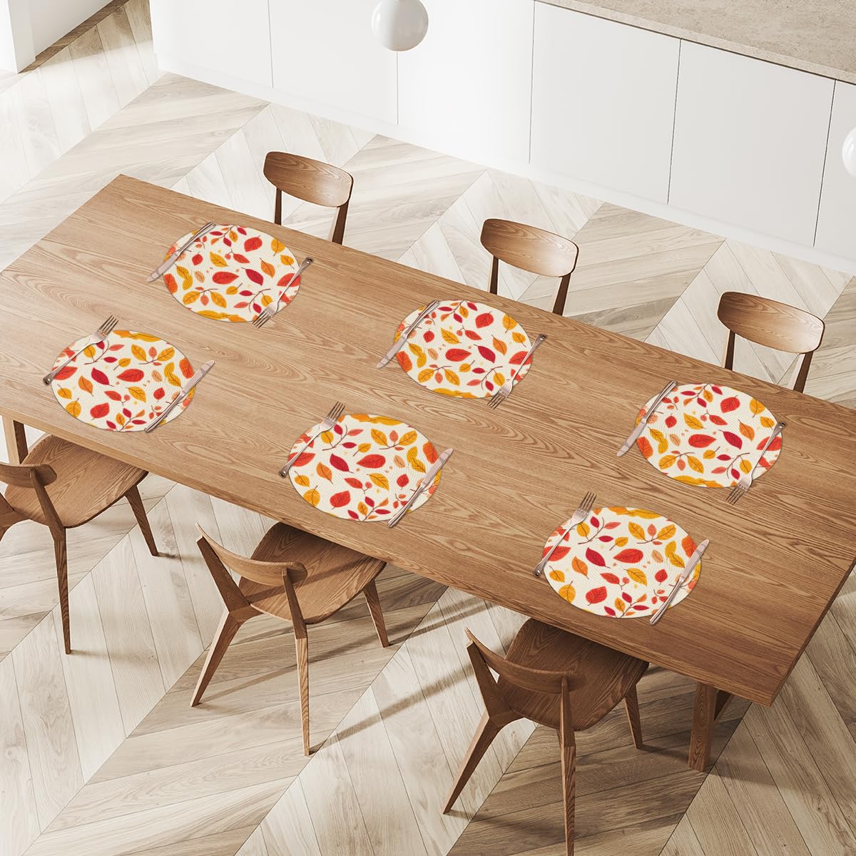 Autumn Woven Placemats Round Placemats Set of 4 Festival Party (A 016 / 4 pieces)