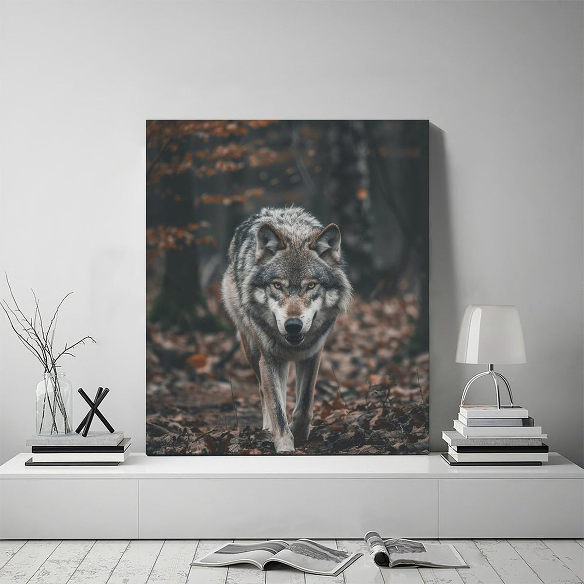 Wolf Wall Art Wildlife Forest Pictures Wall Decor Wolf Canvas Painting Print Home Modern Artwork Decorations Framed for Bathroom Living Room Bedroom Office 20 x 24 inch (24L" x 20W" / Wolf)