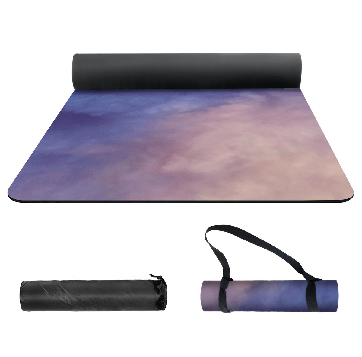 Yoga Mat Print Extra Thick TPE Non Slip Fitness Exercise Mat with Carrying Bag (Fog-P)