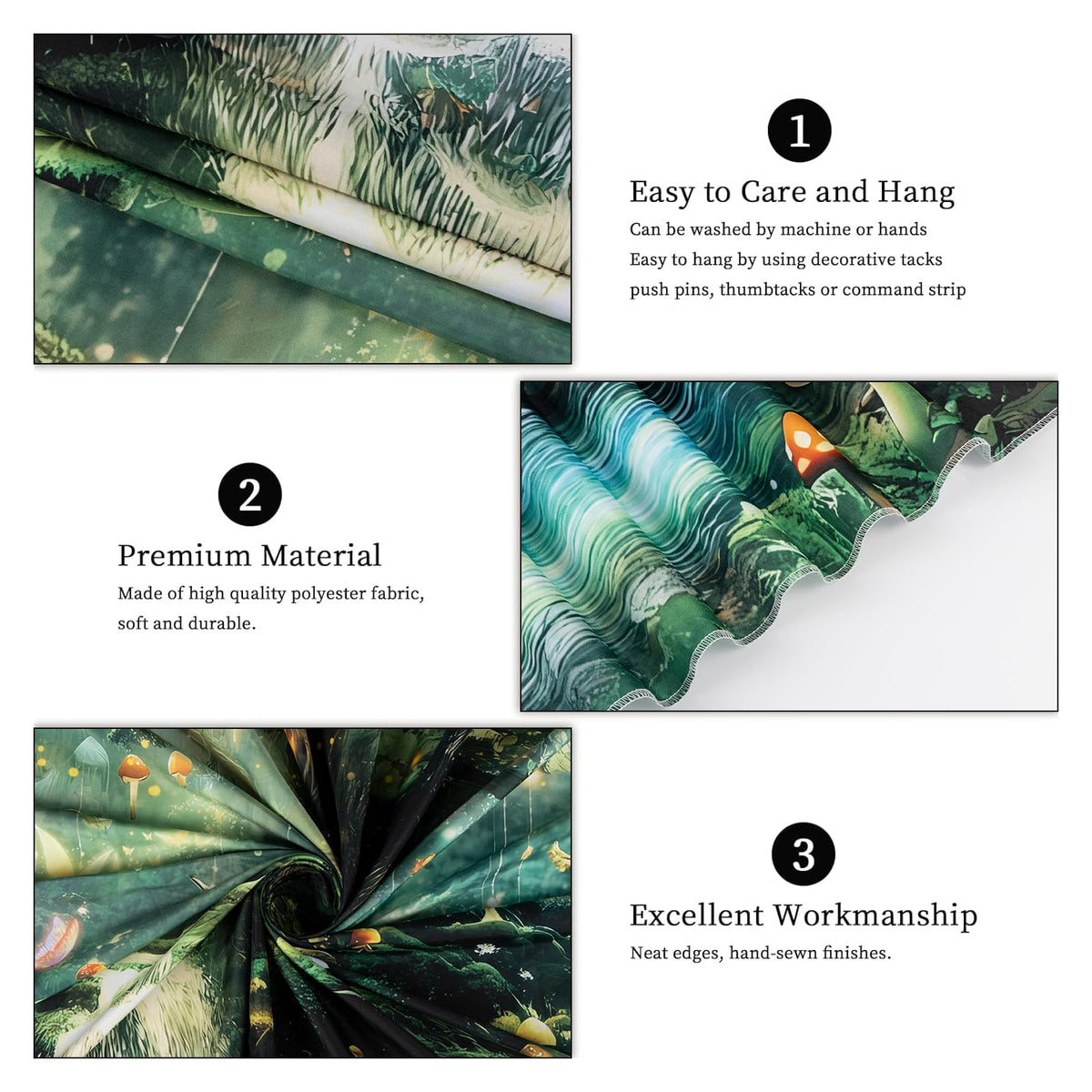 Forest Nature Tapestry Wall Hanging for Bedroom (Green Forest Tapestry / 60"L x 51"W)