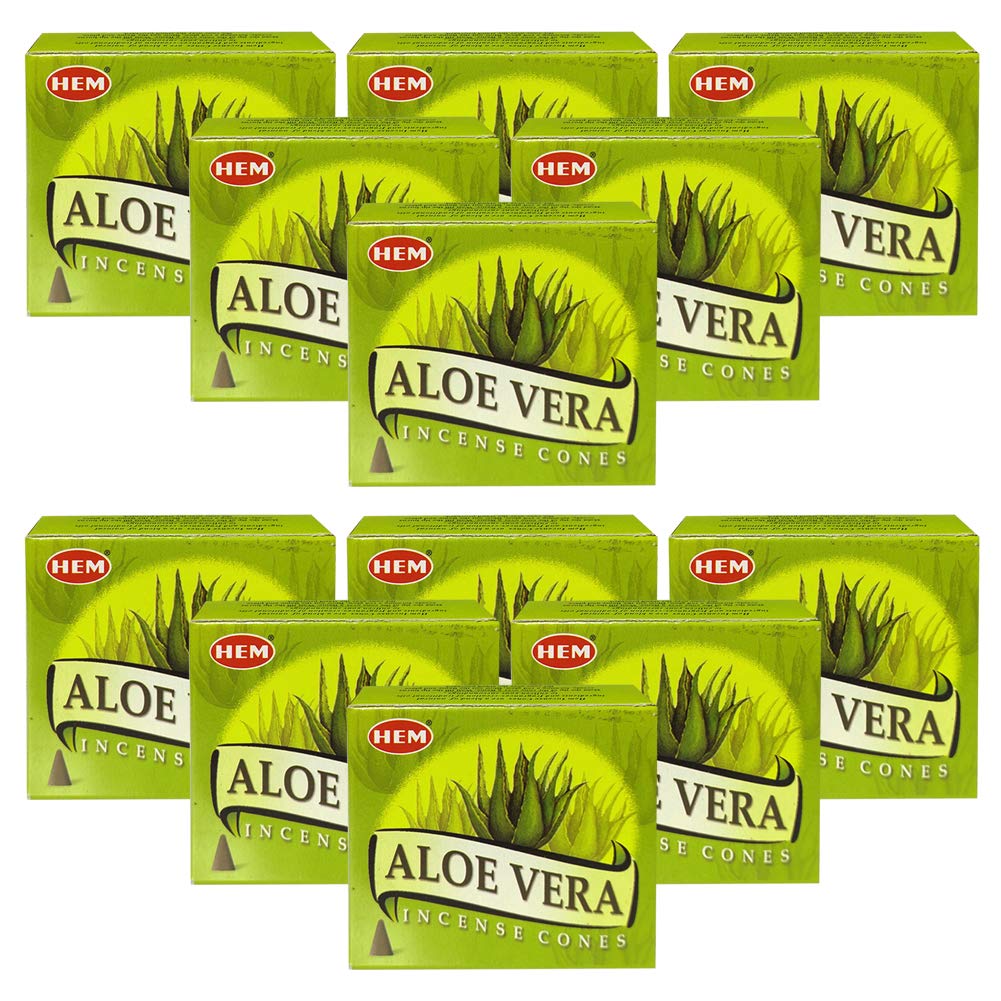 Aloe Vera Incense Cones and Cone Incense Burner Bundle Insence Insense Hem Incense (Aloe Vera)
