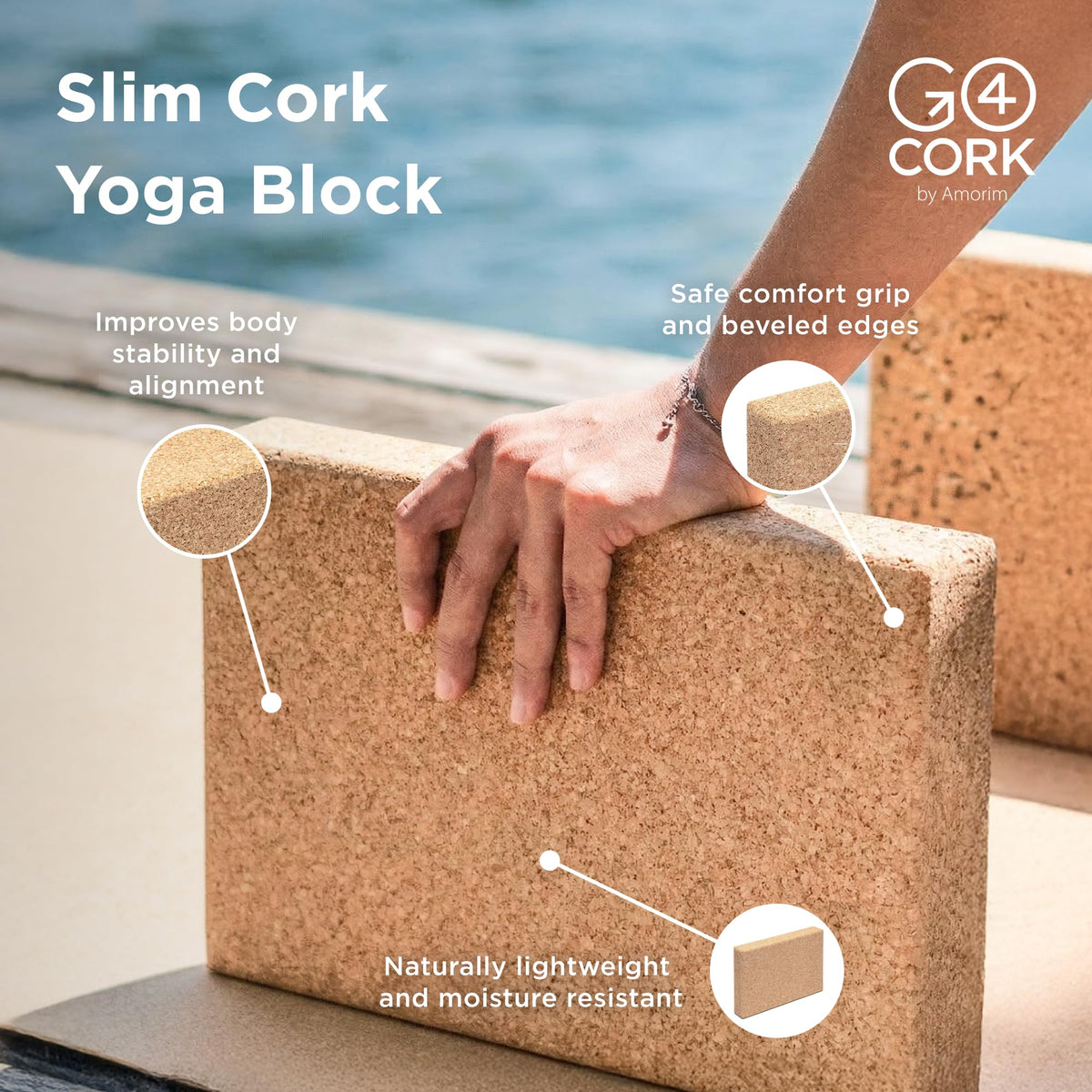 Slim Cork Yoga Block (8 x 12 x 2")