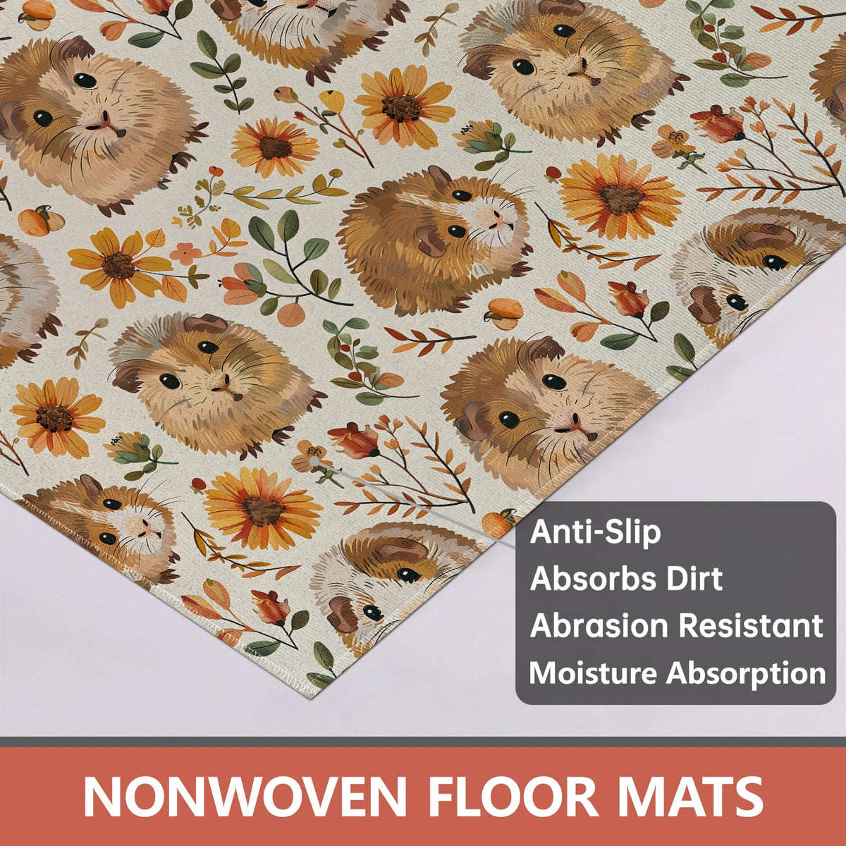 Cute Guinea Pig Floral Doormat Rug for Entryway (Cute Guinea Pig Floral)