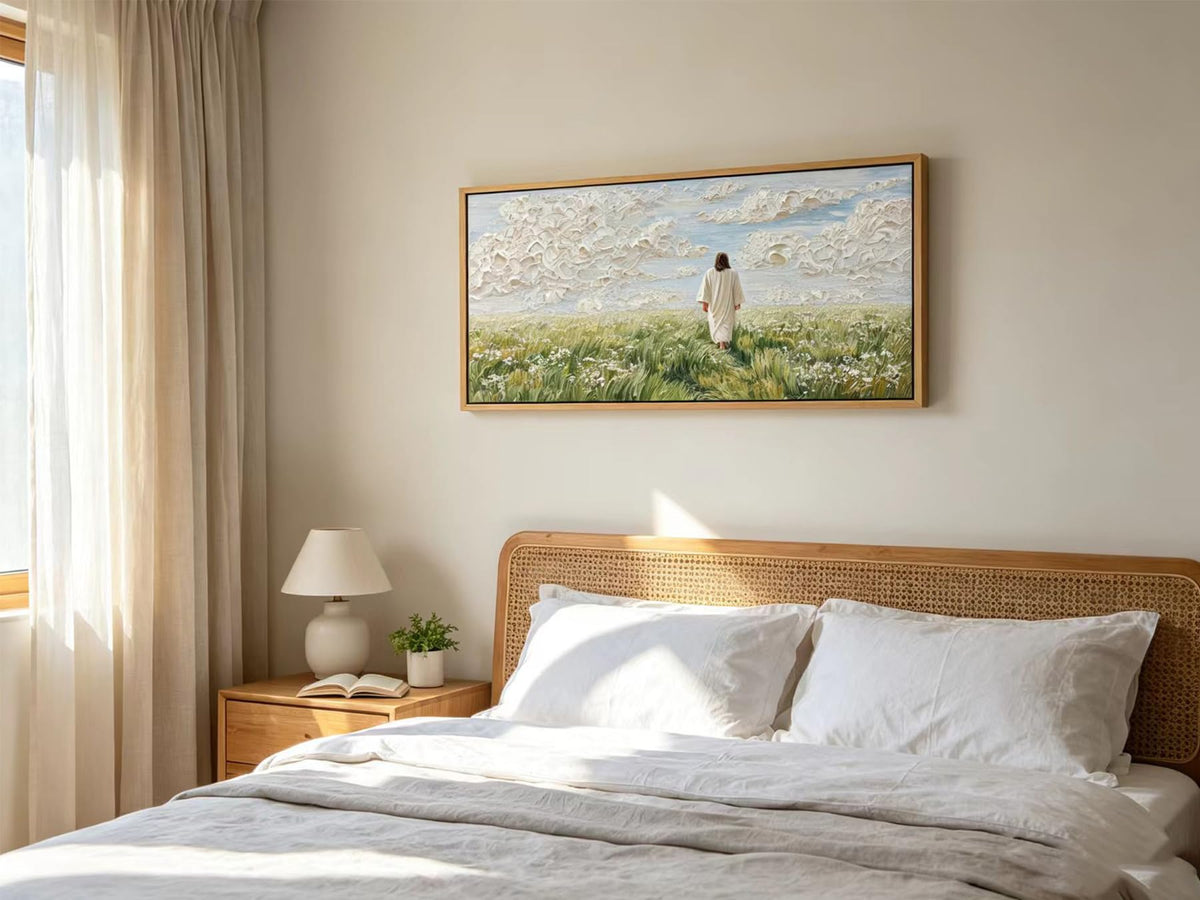 Jesus Canvas Wall Art Large Framed Textured Print Painting (Jesus / 48"L x 24"W)