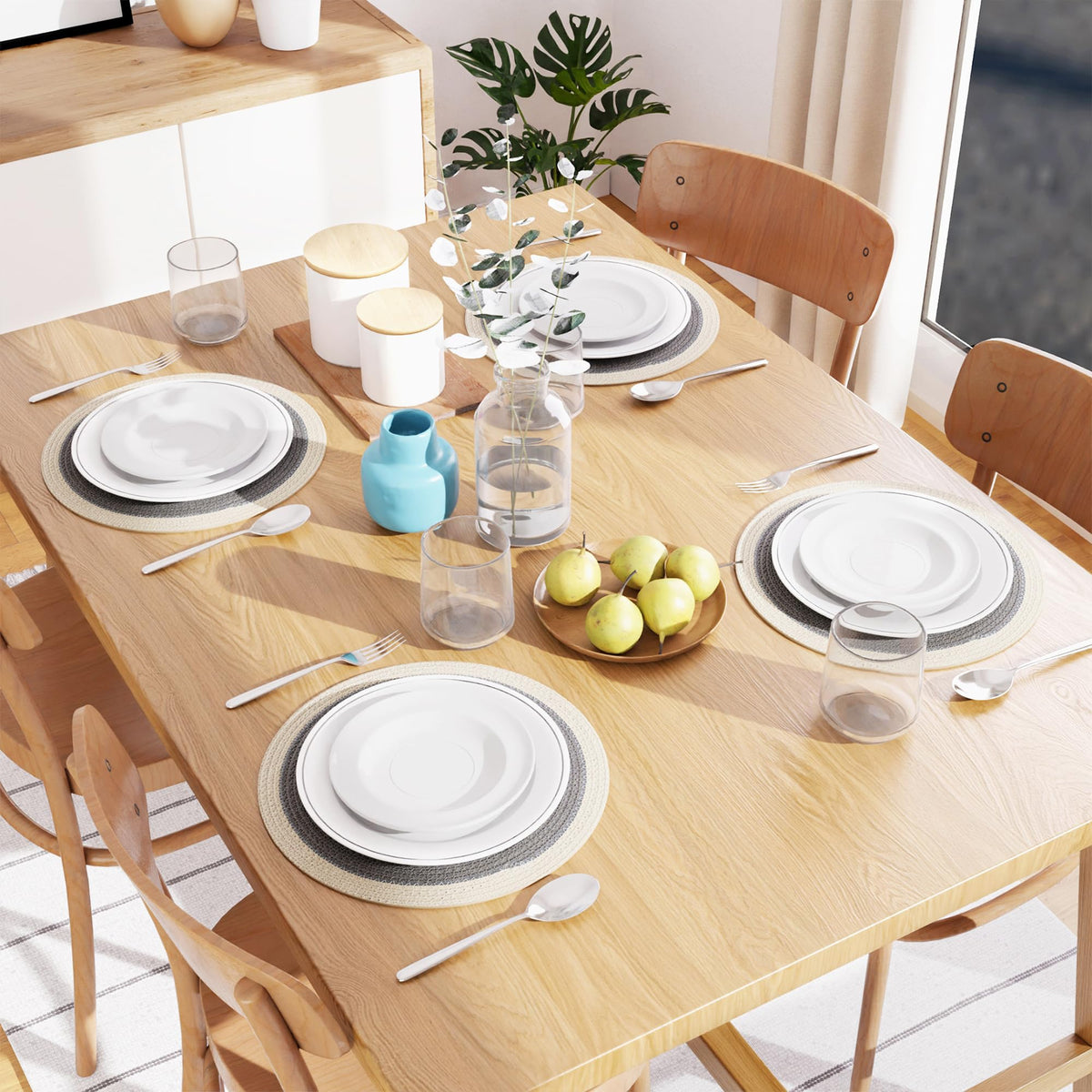 Dining Placemats (Light Grey & Off White / 13" (Set of 4))