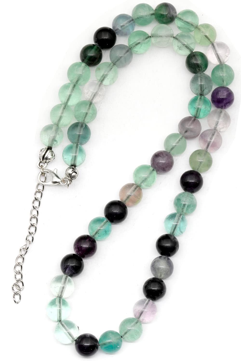Natural Fluorite Beaded Choker Necklace (Fluorite / 40 Inches)
