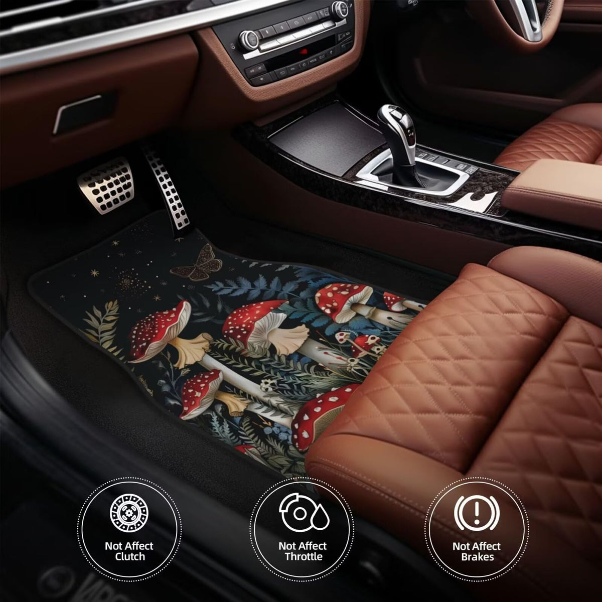 Mushroom Car Floor Mats Black and Red Car Floor Mats (Mushroom)