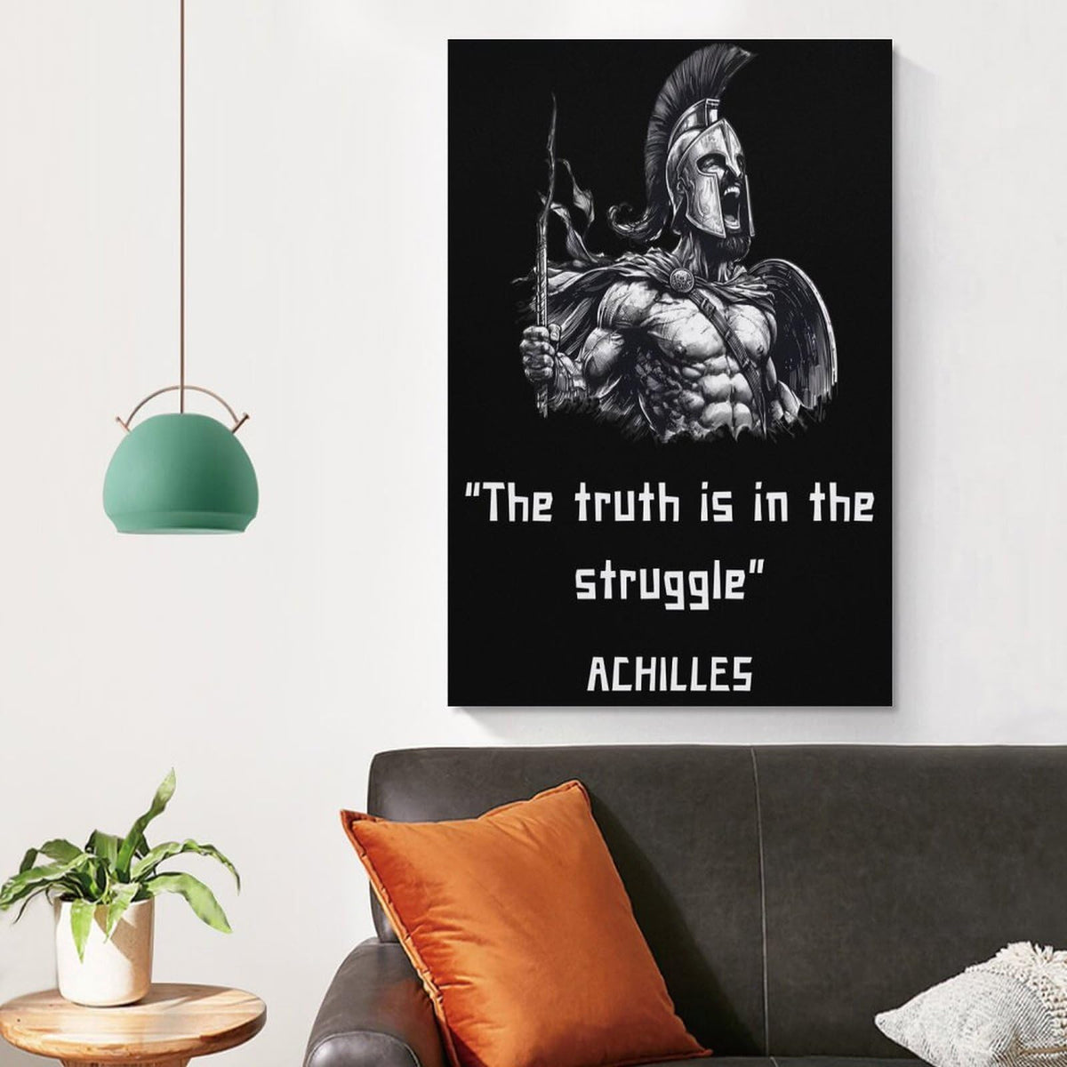 Achilles Truth In Struggle Spartan Warrior Canvas Printing Wall Art Prints Wall Decor Posters Black White Greek Mythology Motivational Gym Office Bedroom Living Room Decor 24x36inch (style-42 / 24x36inch(60x90cm) Unframe)