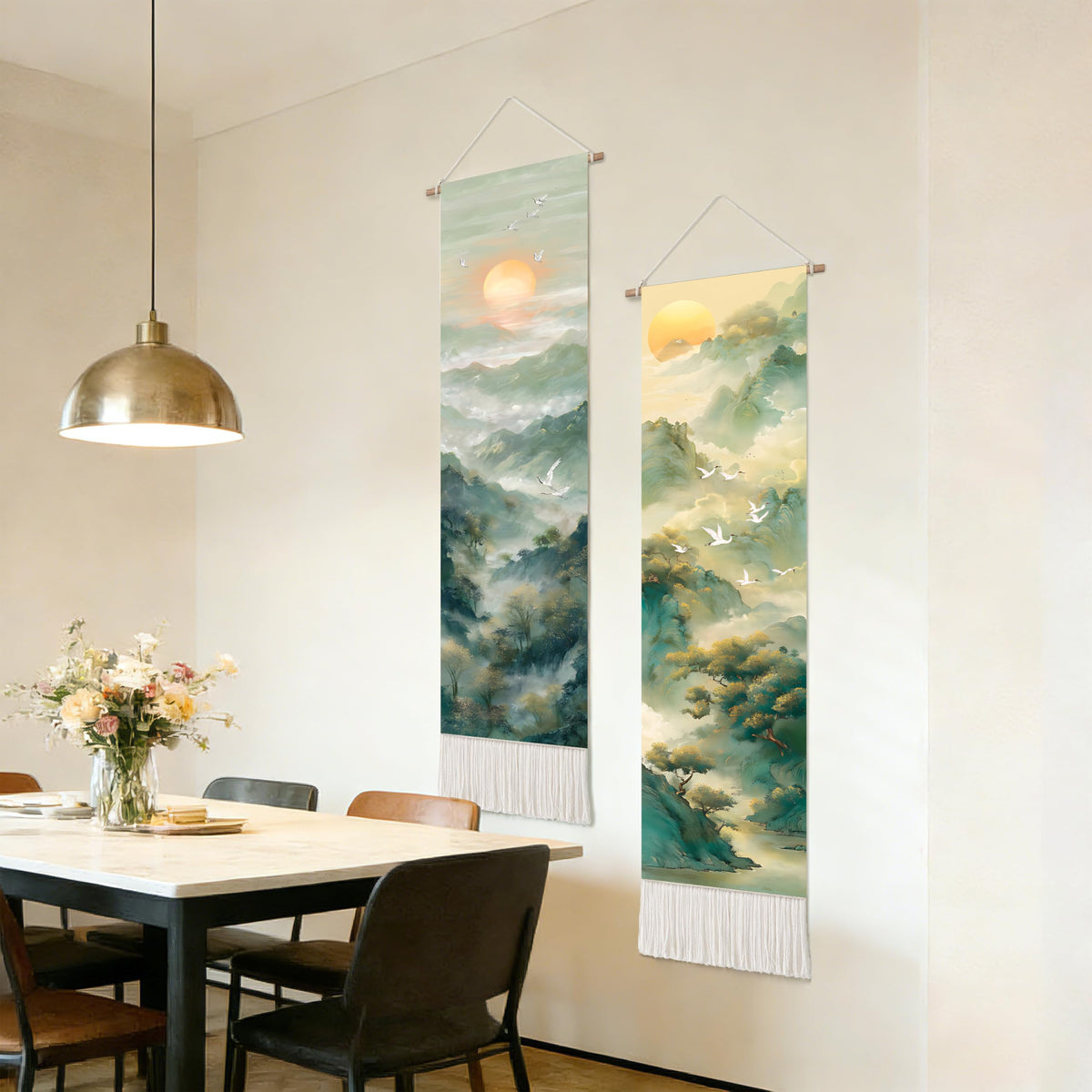 2 Pack Long Vertical Wall Tapestry (Mist Mountain Layers / 13"Wx51"H)