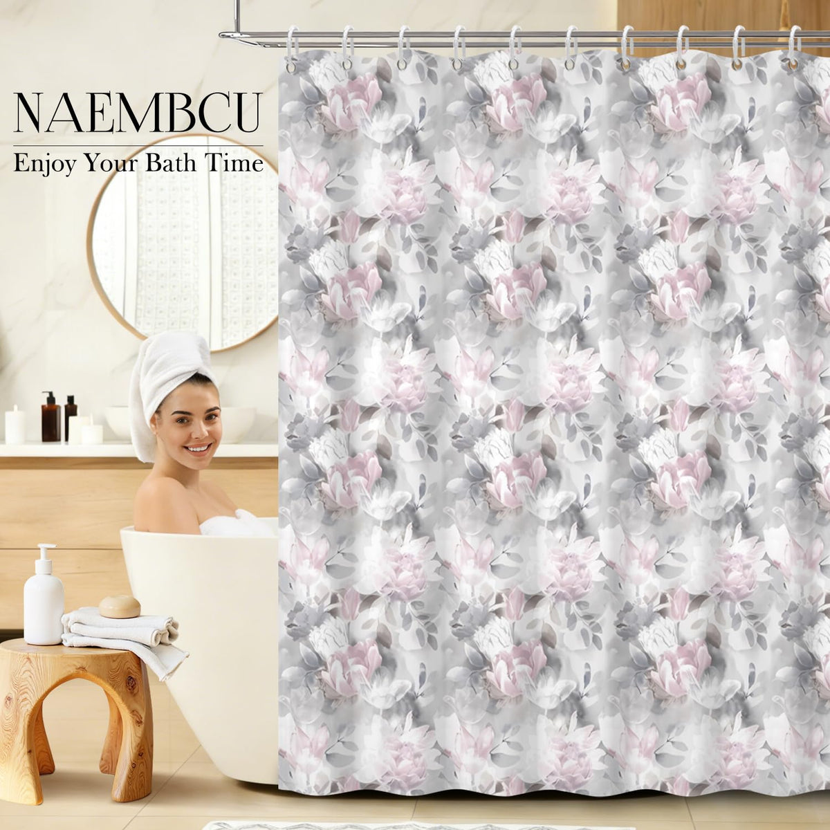 Watercolor Floral Shower Curtain 71x74 Inch (Floral-o)