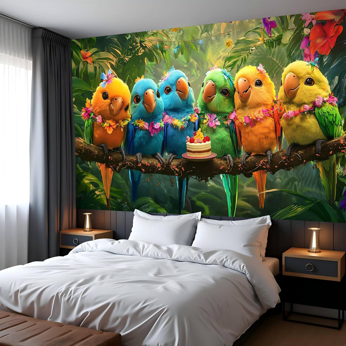 Peel Stick Wall Mural Wallpaper Parrots 157"x108" Decor A11 (A11 / 157" x 108")