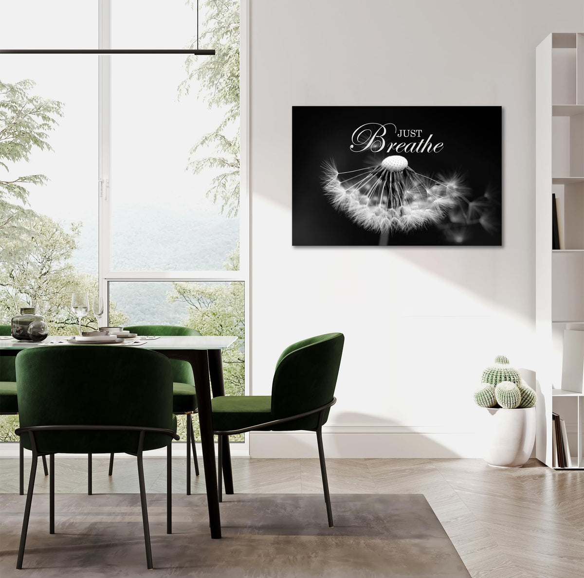 Zen Wall Art Just Breathe Canvas Picture Positive Inspirational Dandelion Framed Artwork Poster Mental Health Office Pictures Wall Decor for Bathroom (24"L x 36"W / Dandelion-04)
