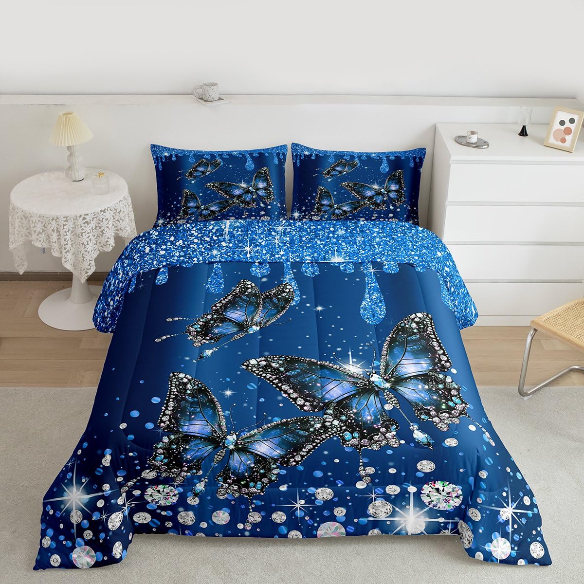 Butterfly Comforter Set Queen Size for Kids Boys Girls (Multi 804 / Queen)