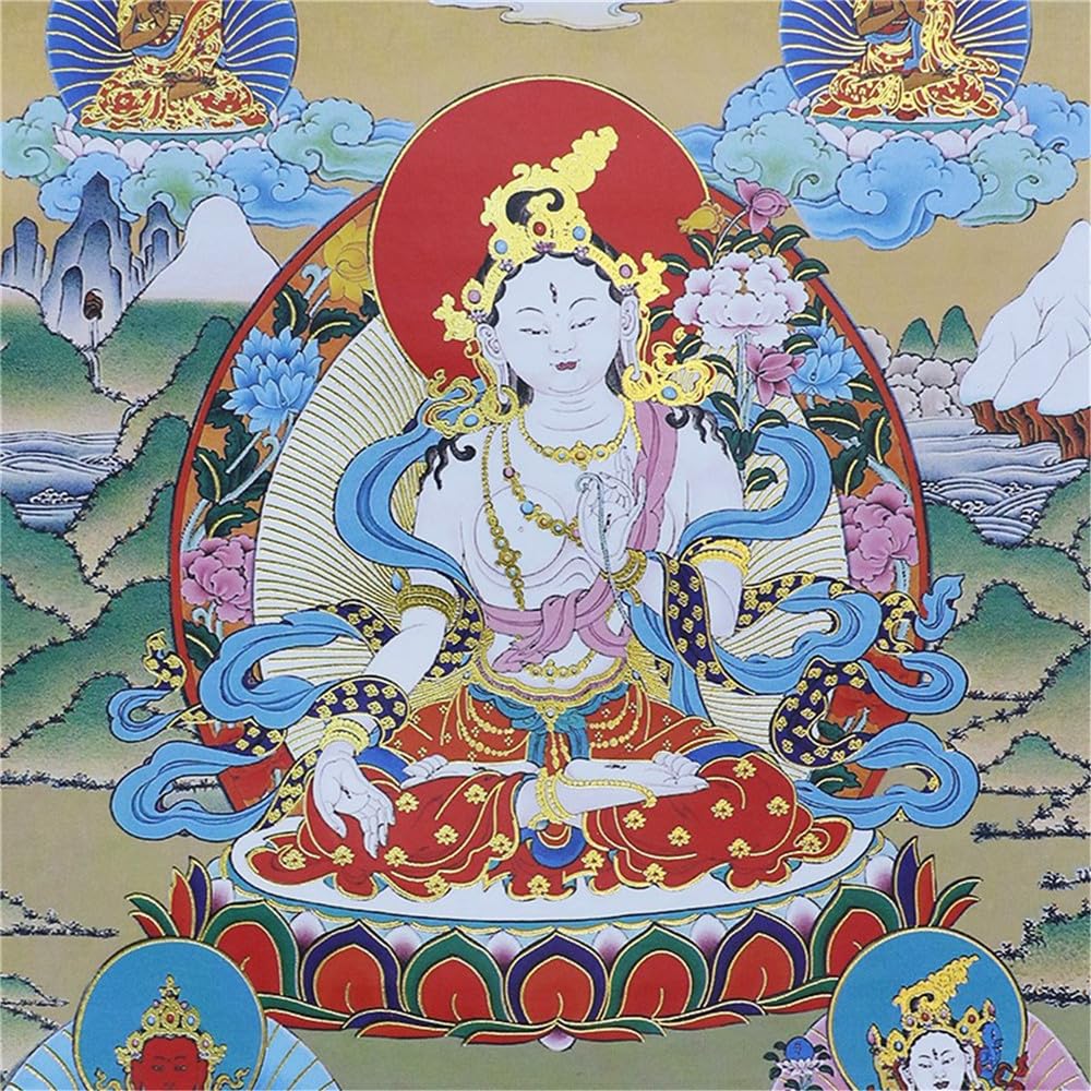 White Tara Thangka Tibetan Thangka Art (White Tara / 47.2"L x 32.3"W)