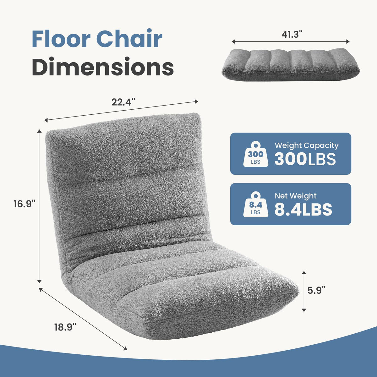 Folding Floor Chair (Grey)