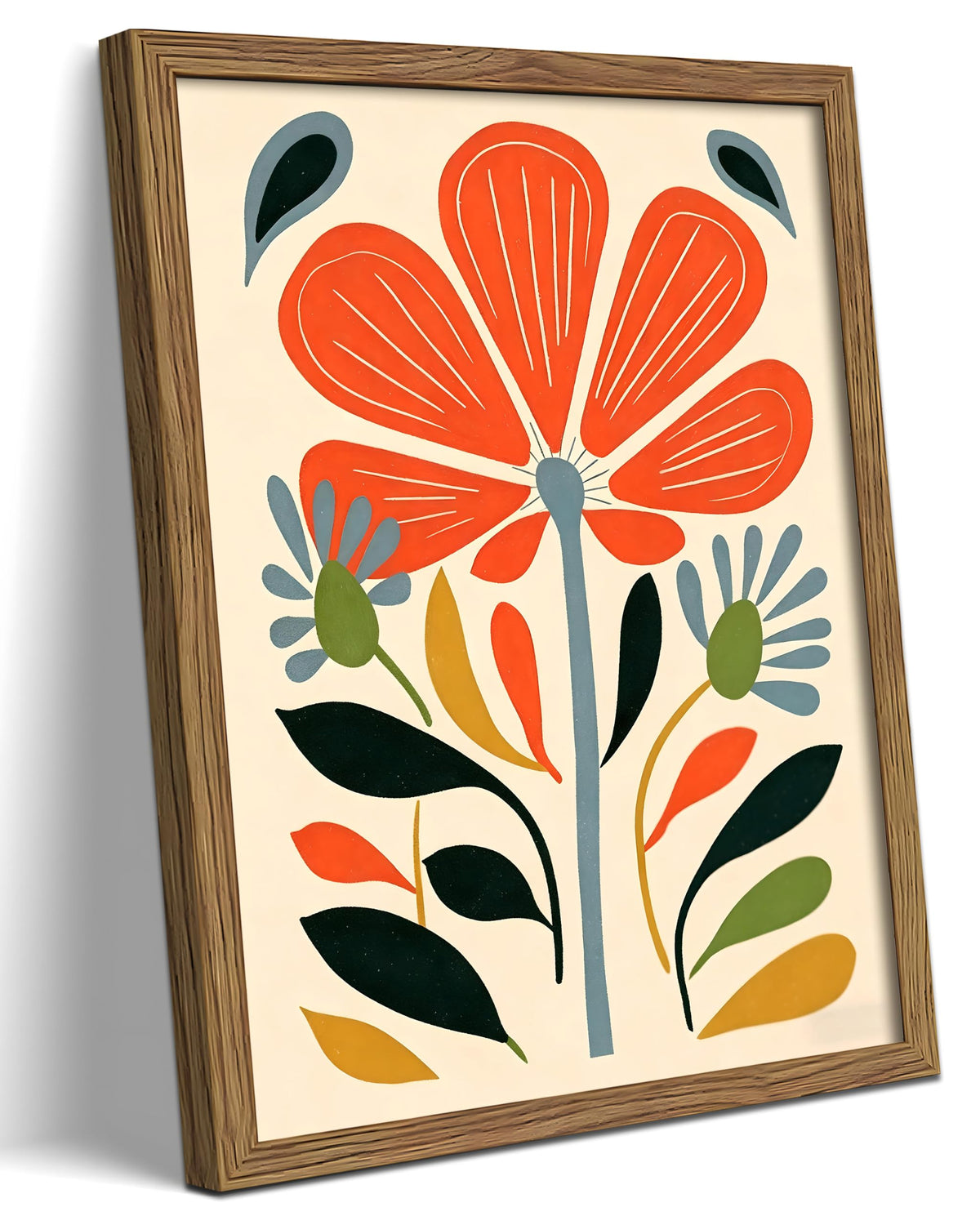 Boho Floral Framed Canvas Wall Art 16x24 Inch (A-Safflower / 24"L x 16"W)