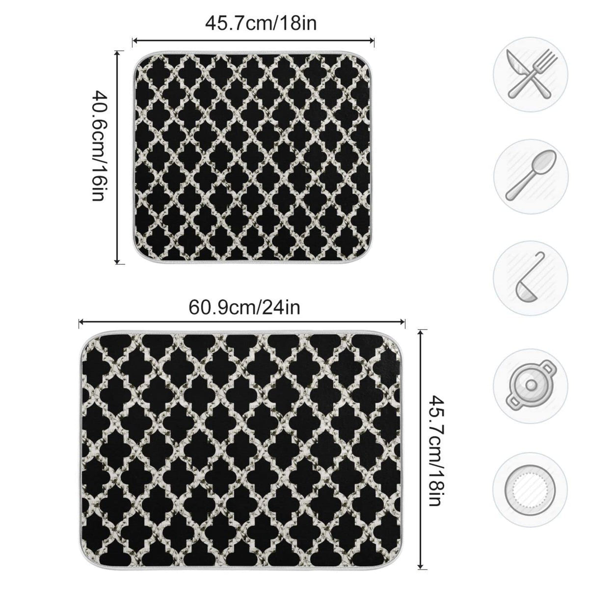 Super Absorbent Dish Drying Mat (Geometry Texture Classic Modern / 18" x 24")