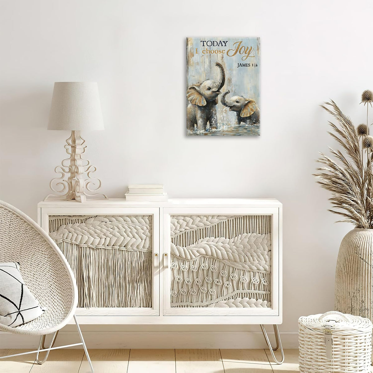 Elephant Canvas Wall Art Inspirational Quotes Print Framed ArtWork 20"x24" (Two Elephants / 24"L x 20"W)