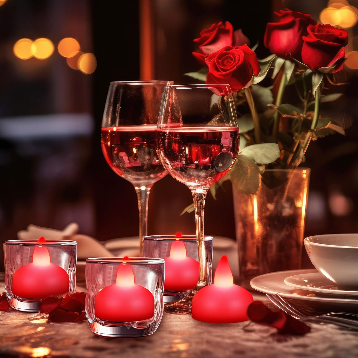 24 Pack Flameless LED Floating Candles 1.6''Water Activated (Red)