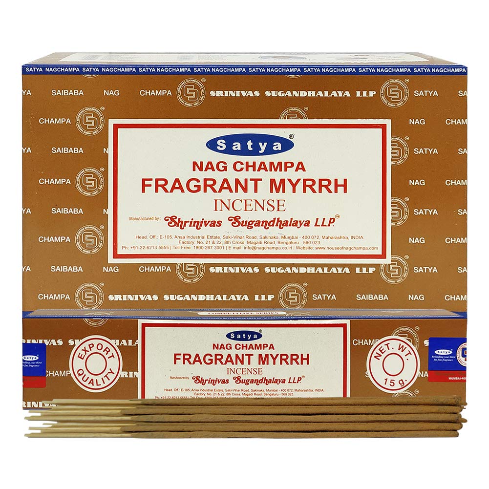 Fragrant Myrhh Incense Sticks and Incense Stick Holder Bundle Insence Insense Satya Incense (Fragrant Myrrh)