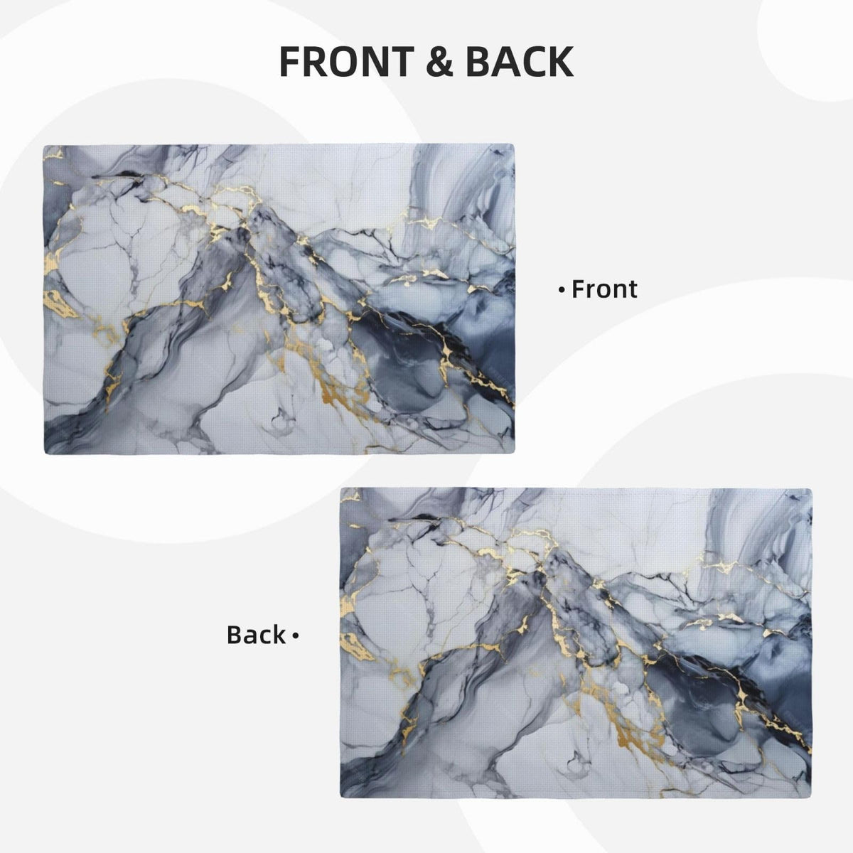 Grey White Gold Marble Place Mat Set of 4 Pieces Heat (4PCS / Grey White Gold Marble)