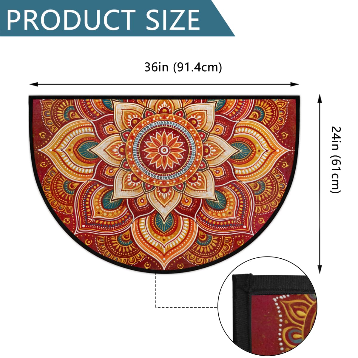 Lotu Half Round Door Mat Semi Moon Rug Fireplace Carpet Area Rugs (Color:45)
