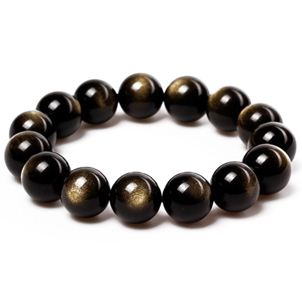 Tibetan Mala Bead Obsidian Beads Bracelet (Beads Diameter 14MM)
