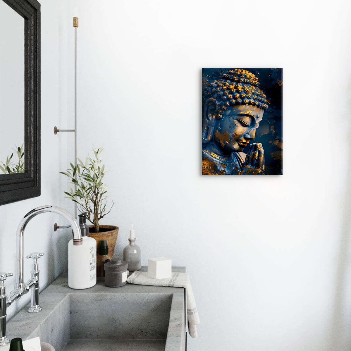 Buddha Wall Art Zen Meditation Buddhist Decor Spiritual Buddha Statue Canvas Pictures Calming Buddhism Painting Poster Modern Aesthetic Life Prints Minimalist Artwork for Yoga Spa Home Decoration 12x16" (16"L x 12"W / Buddha)