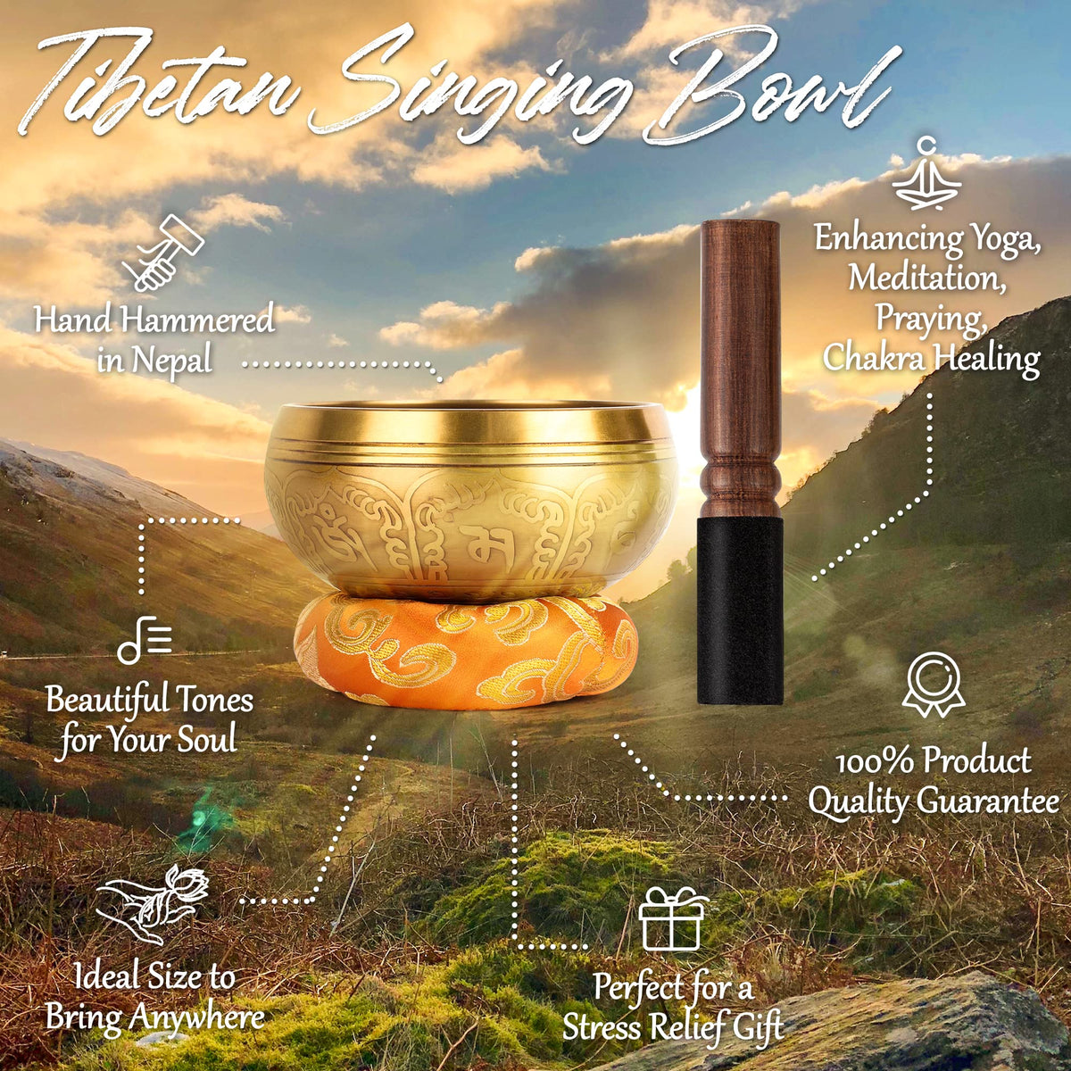 Tibetan Singing Bowls (Yellow / 4 inch)