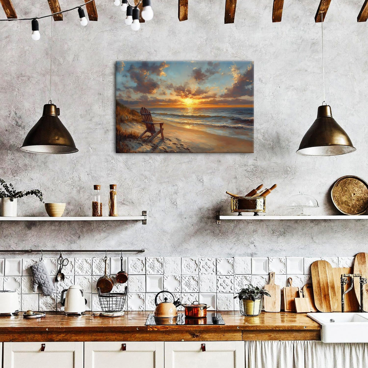 Beach Wall Art Landscape Coastal Wall Decor Ocean Seascape Picture for Living Room Nature Scenery Poster Natural Sunrise Nautical Painting Prints Modern Seacoast Artwork Bathroom Home Decoration 20x30 (30"L x 20"W / Beach)