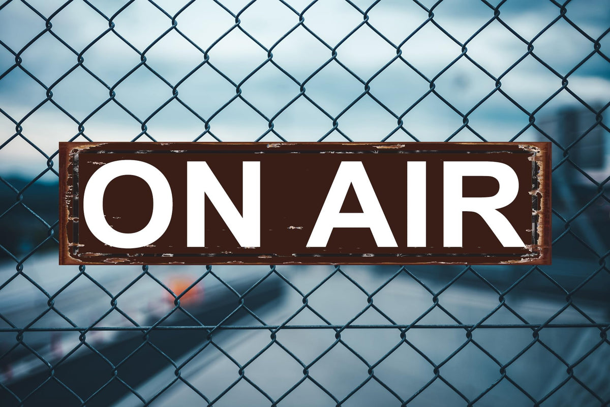 On Air Vintage Metal Sign for Podcast & Music Room (On Air / 16 x 4 Inch)