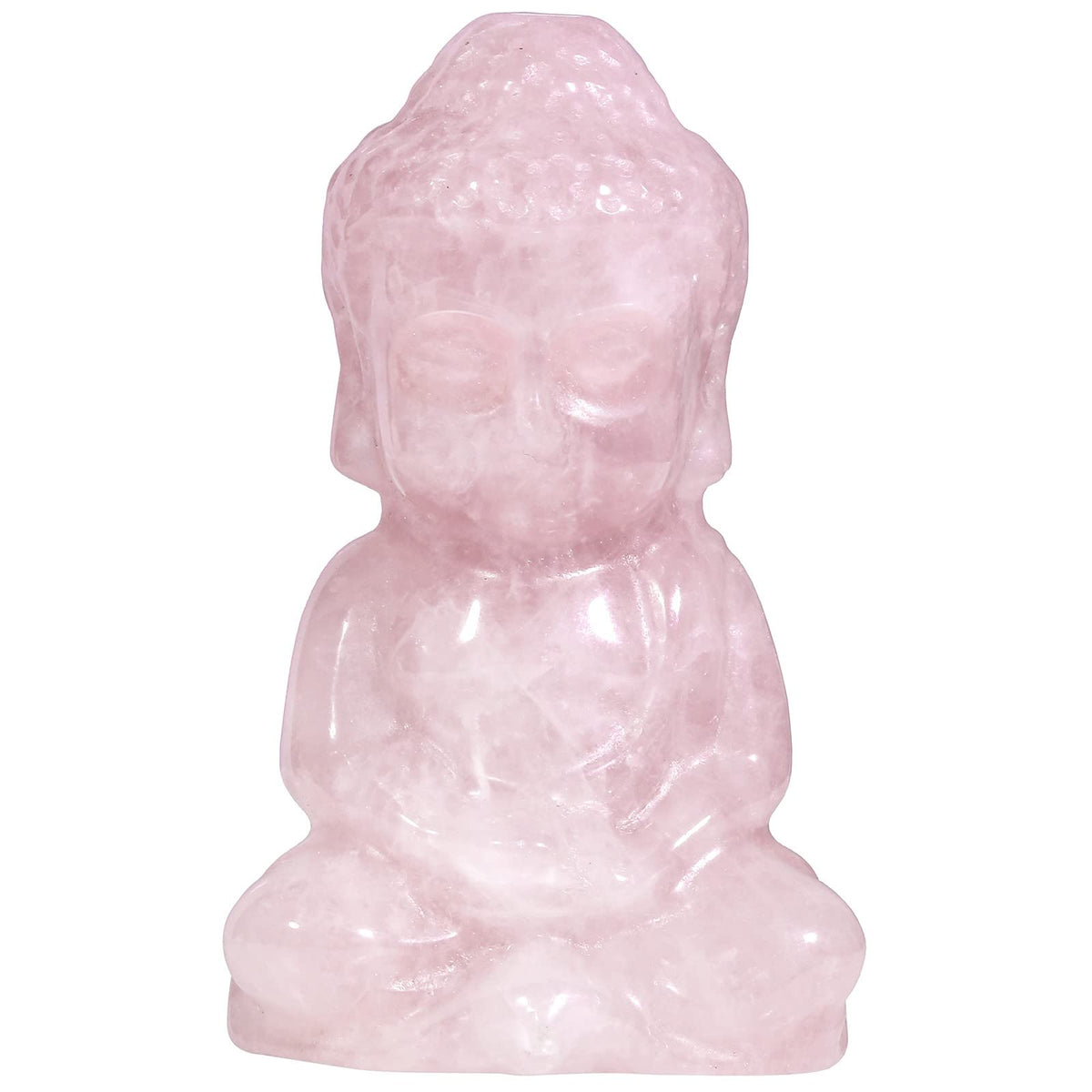 Hand Carved Buddha Statue Crystal Stone Decor for Home Office (Pink)
