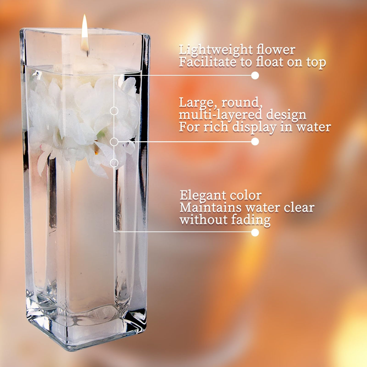 Floating Flowers for Floating Candle Centerpieces (White)