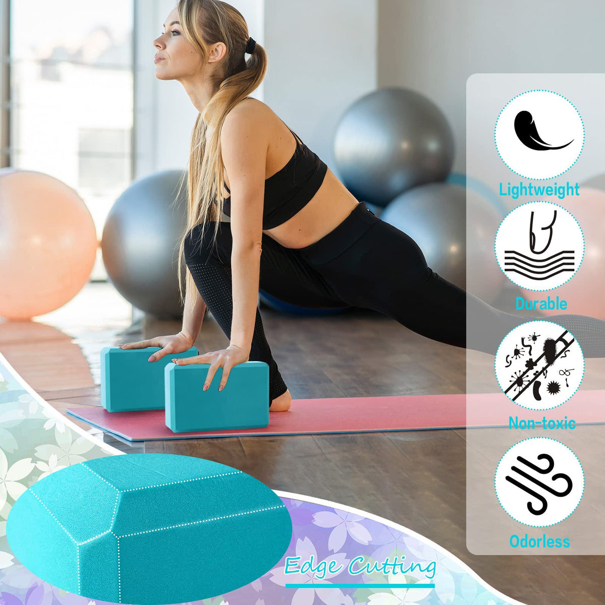 20 Pcs Yoga Blocks Bulk 9 x 6 x 3 Inch (Turquoise Green)