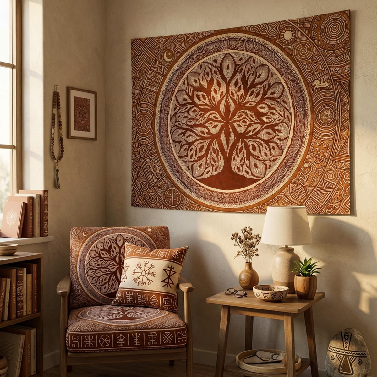 Tapestry Celtic Tree of Life Tapestries Mythological Tribal Tapestries Rustic Folk Art Wall Tapestry Bedroom Dormitory Living Room Decoration 80"x60" (80"L x 60"W / Brown)