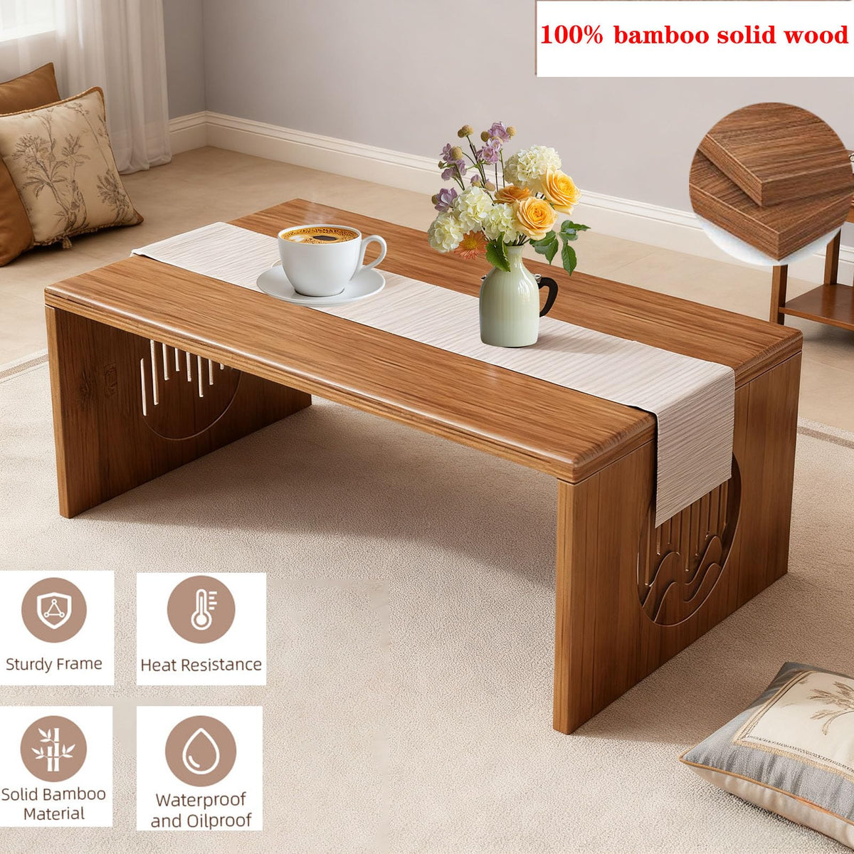 Folding Coffee Table Bamboo Japanese Floor Table (A-31.5*14.5)