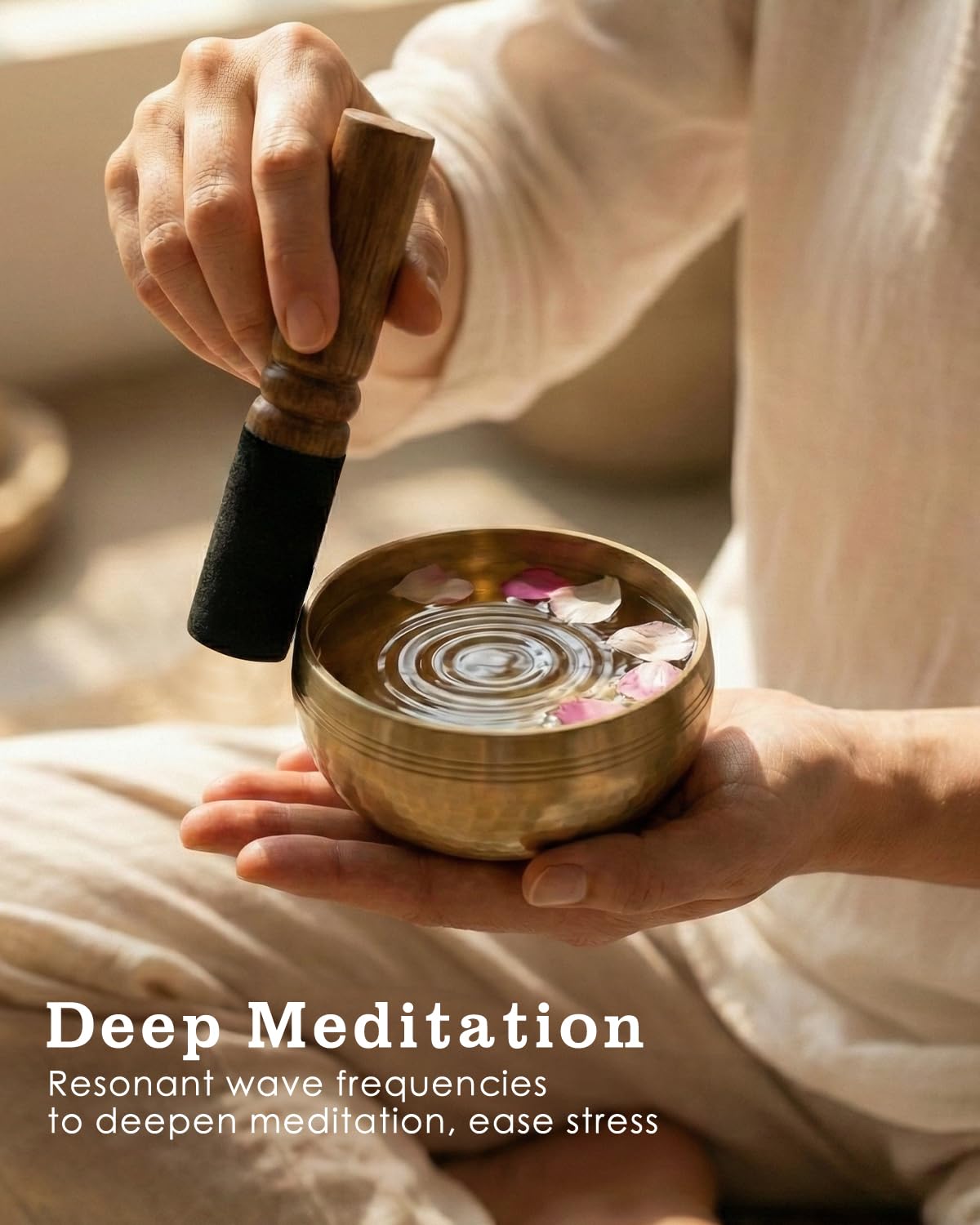Singing Bowl Authentic Tibetan Sound Bowl for Yoga (Black)