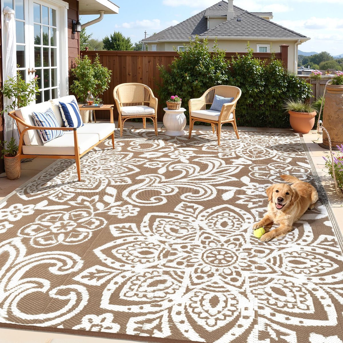 Waterproof Outdoor Rug 9' x 18' (Brown / 9' x 18')