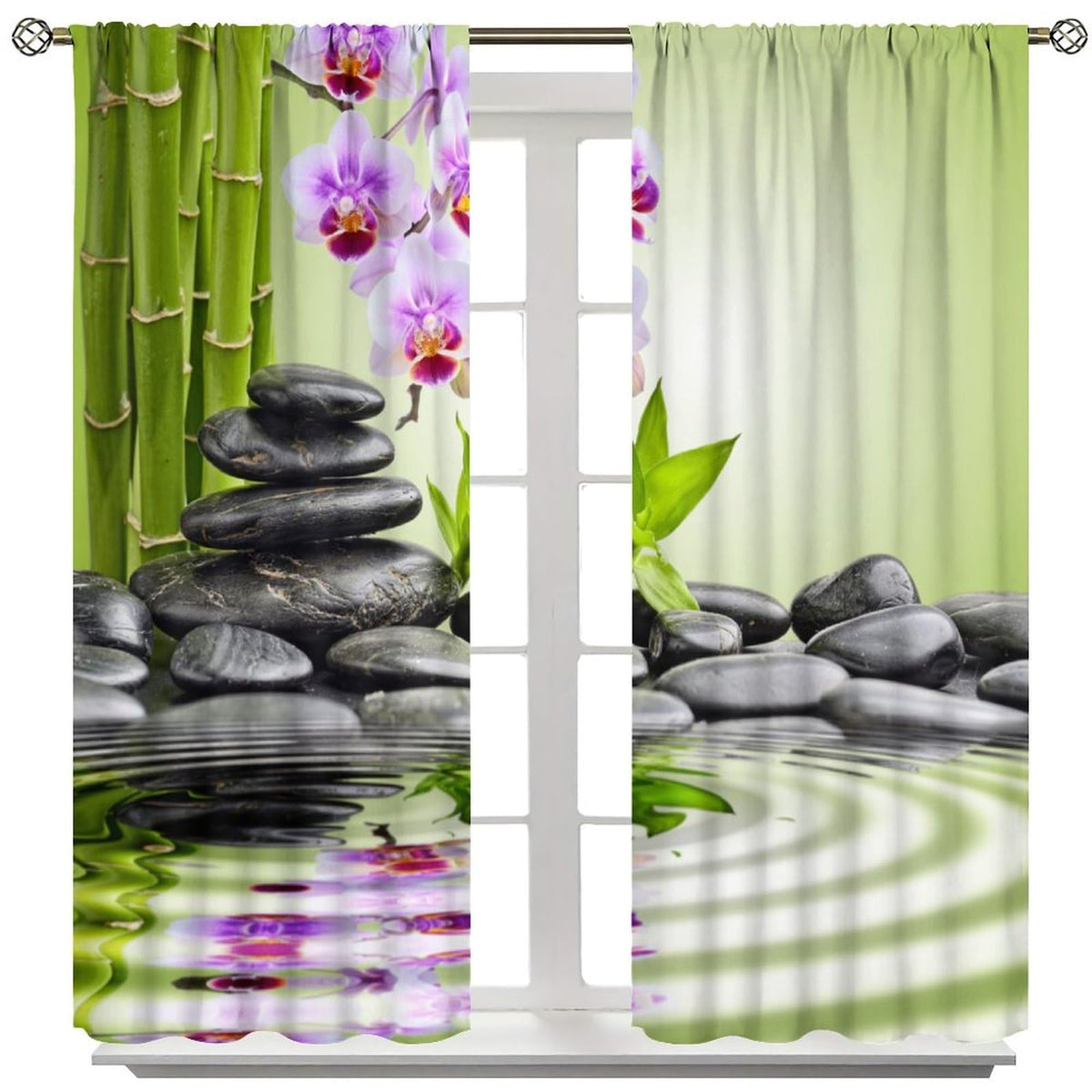 Japanese Zen Culture Blackout Curtains for Bedroom (21"W x 45"L (Pack of 2) / Style-1)
