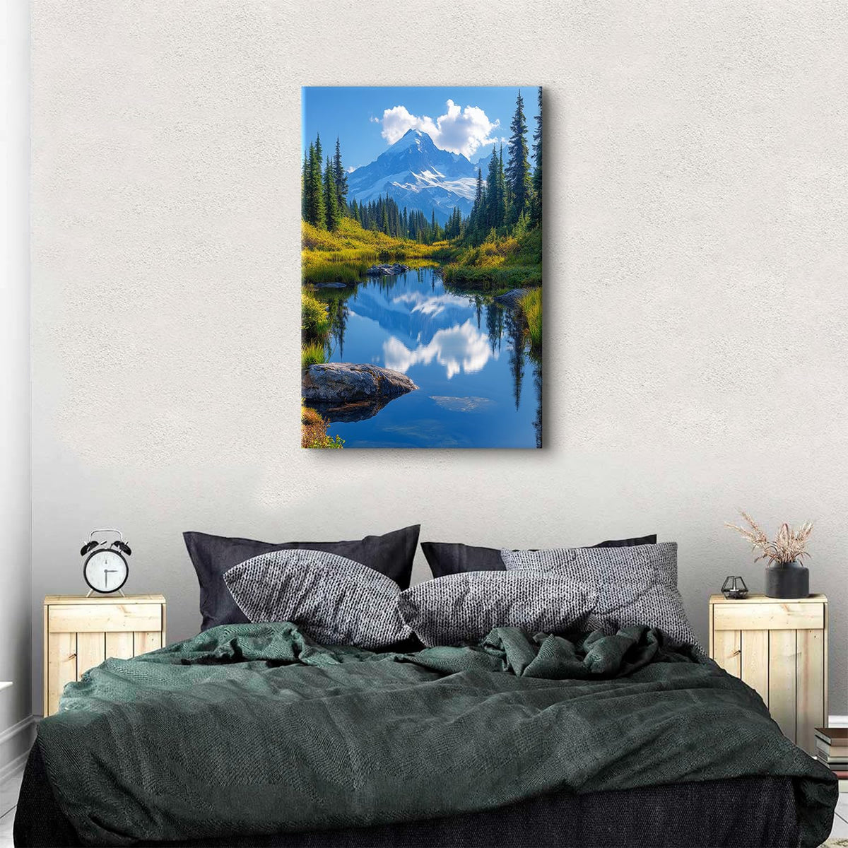 Mount Rainier Wall Art Mountains Pictures Living Room Decor National Park Canvas Prints Posters Nature Landscape Wall Decor Forest Lake Scenic Painting Artwork for Bedroom Home Decoration 32x48" (48"L x 32"W / Mount Rainier)